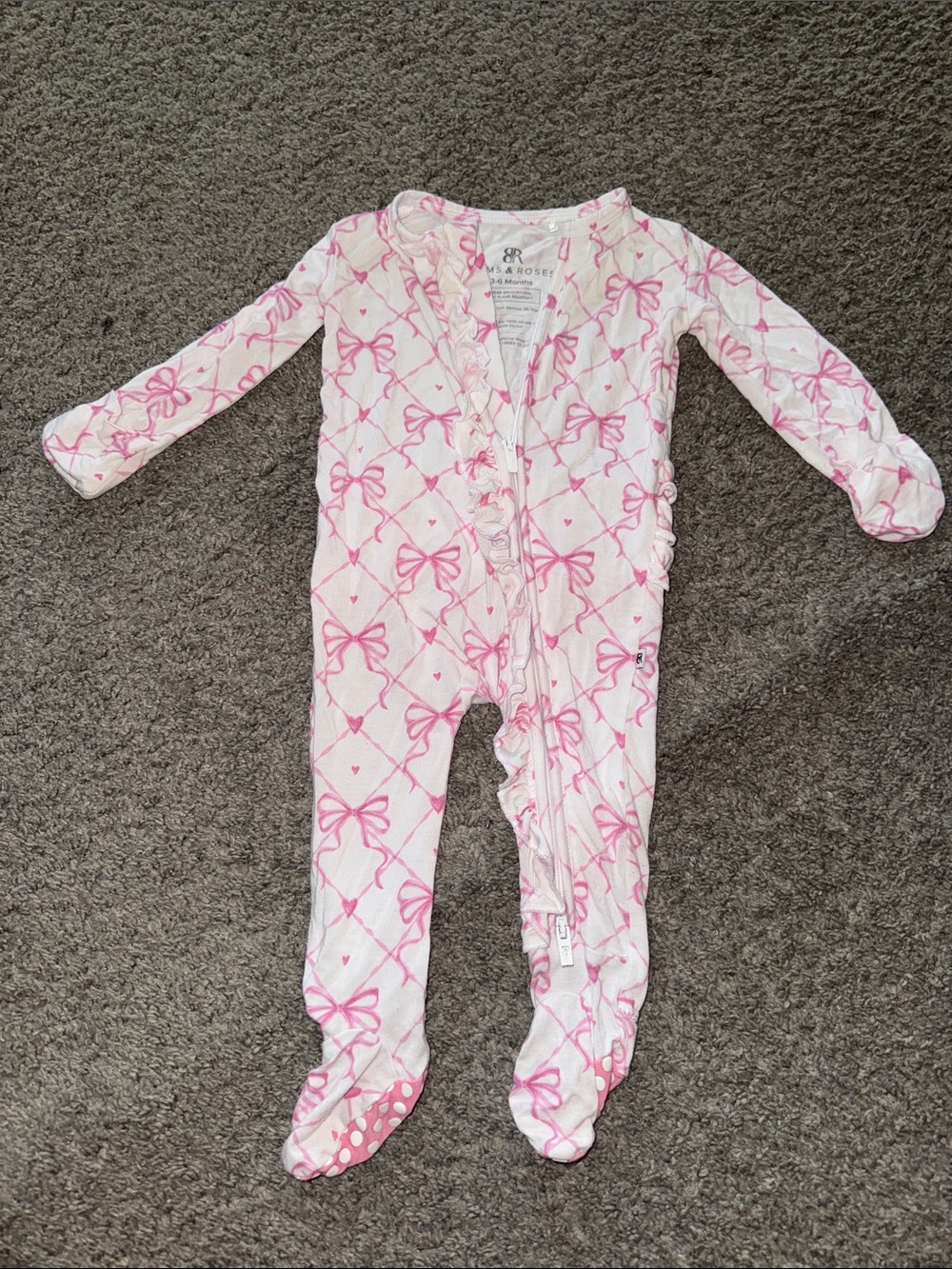 Bums and Roses bow ruffle onesie